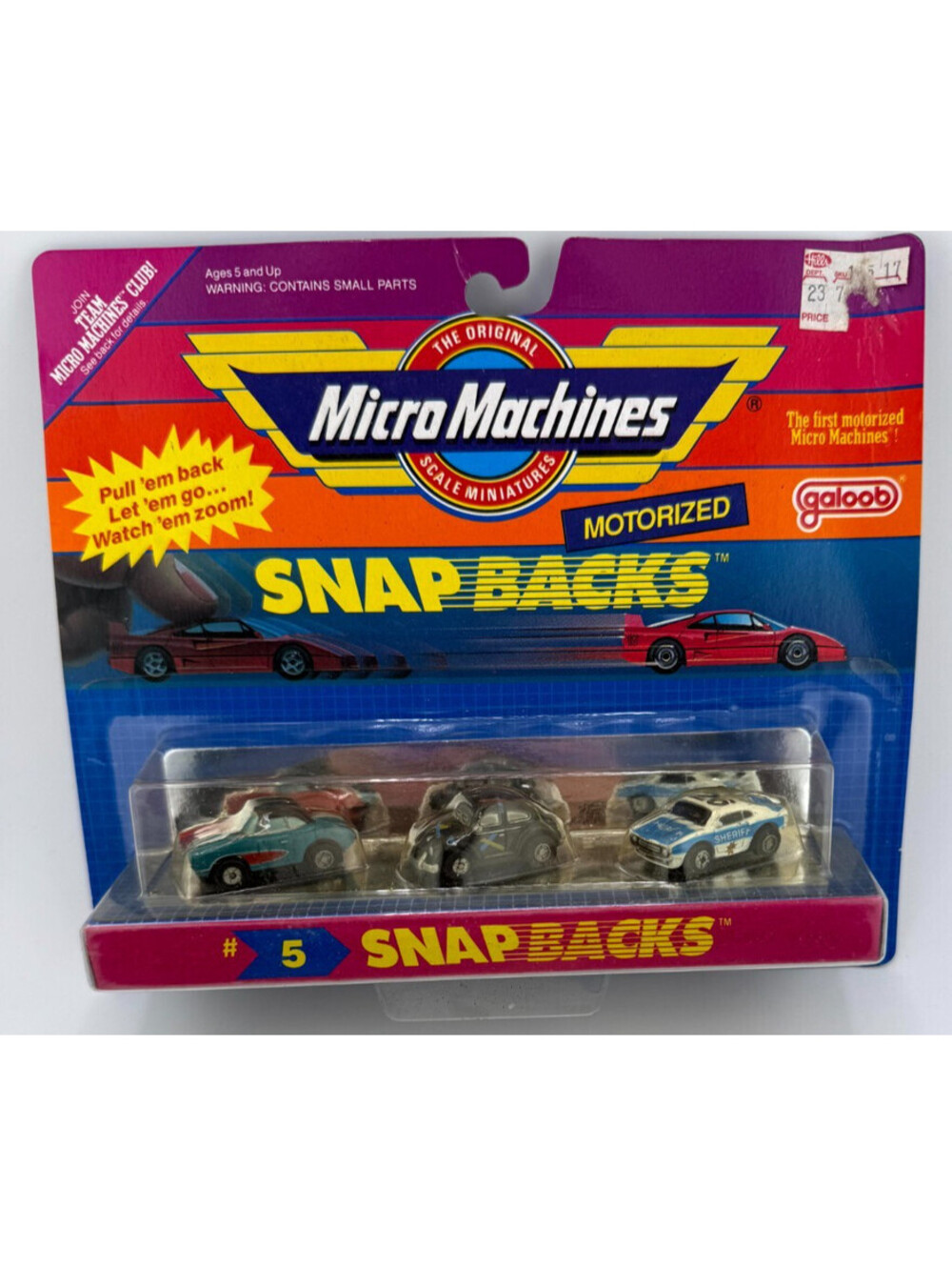 Vintage 1989 Galoob Micro Machines Motorized Snap Backs #5 Sealed MOC